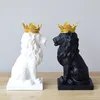 Abstract Crown Lion Sculpture Home Office Bar Male Lion Faith Resin Statue Model Crafts Ornaments Animal Origami Art Decor Gift5855657