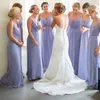 Yeni Varış Vintage Lavanta V Boyun Gelinlik Modelleri Kolsuz Dantelli Parti Abiye Bir Çizgi Şifon Vestido De Festa Düğün Konuk Elbise