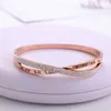 Nowa Moda Klasyczna Bransoletka Damska Srebrny Kolor Złoty Bransoletki Dla Kobiet Rose Gold Rhinestone Bransoletka Mankiet Modna Biżuteria Prezenty Q0719