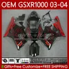 Suzuki GSX-R1000 için Enjeksiyon Kırmızı Alevler Kalıp Vücudu GSXR 1000 CC GSXR-1000 K3 2003-2004 Üstyapı 67NO.94 K3 1000CC GSXR1000 03 04 GSX R1000 2003 2004 OEM Fuarlar Kiti Blk