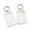 Clear Acrylic Plastic Blank Keyrings Insert Passport Photo Frame Keychain Picture Frame Keyrings Party Gift LLE11676