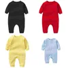 Nyfödd baby jumpsuits spädbarn solida färger rompers barn långärmad onesies barn pojkar kläder 365 j2