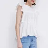 여성을위한 흰색 우아한 Drawstring 셔츠 스탠드 칼라 민소매 캐주얼 슬림 블라우스 여성 여름 패션 옷 210531