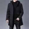 Top Qualité Rembourré Marque Casual Mode Épais Chaud Hommes Longue Parka Veste D'hiver Avec Capuche Coupe-Vent Manteaux Hommes Vêtements 211104