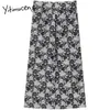 Yitimuceng Vintage Floral Pint Zipper Rock Frauen Hohe Taille Mini A-Line Solid Black Sommer Koreanische Mode Röcke 210601