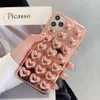 Cases Plated 3D Love Heart For iPhone 11 12 Pro Max XR X XS 7 8 Plus Case Soft Solid Color Back Cover