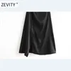 Zevity Women Elegant Solid Color Button Decoration Split Sling Dress Female Inner Style Vestido Chic Backless Dresses DS4350 210303