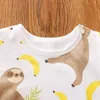 夏と春の赤ん坊の穴のプリントジャンプスーツ幼児の女の子男の子1個の服210528