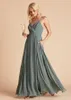 NEW! Flowy Chiffon Bridesmaid Dress Spaghetti Straps Pockets Maid Of Honor Dress Floor Length Wedding Party Guest Gowns