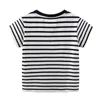 Saltando Metros de Algodão de Verão Meninos Tees Tops Com Carros Applique Baby Stripe Camisetas Bordado Crianças Roupas 210529