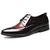 Mens jurk schoenen mode puntige neus lace up heren zaken casual schoenen bruin zwart lederen oxfords schoenen groot formaat 38-48 merk