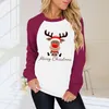 Dames Hoodies Sweatshirts Dames Hoodie Kerst Elk Gedrukt Harajuku Plus Size Winter Sweatshirt Crewneck Lange mouw Raglan Shirt Tops