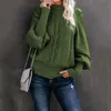 Maglioni lavorati a maglia in tinta unita da donna, tendenza moda, dolcevita a maniche lunghe, pullover allentato, top, maglione casual invernale da donna di design