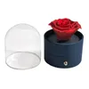 Kwiaty ozdobne Wieńce Pudełko Akrylowe Zachowana Róża Wieczna Wieczna Róża Biżuteria Walentynki Prezenty Dla Dziewczyny Matka Kobiety
