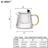 Borrey Вертикальные полосы Crystal Стеклянный чайник с съемным фильтром Puer чайник Цветок набор инфузерной кофе 210621