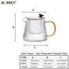 BORREY Vertical stripes Crystal Glass Teapot With Removable Filter Puer Kettle Flower Set Infuser Coffee ware 210621