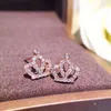 Sparkly Zircon Crown Stud Earring Women Girl Cute Earrings for Gift Party Fashion Jewelry 3 Colors