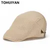 Breathable Mesh Newsboy Cap Men Boina Cabbie Cap Summer Autumn Streetwear Golf Hat Gorras Planas Flat Caps for Women