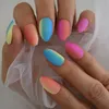 FALSE NAILS Tryck på medelhög kista Kort Shimmer Smooth Full Cover Artificial Acrylic Fake Tips Ongles återanvändbar Prud22