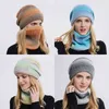 Women's Winter Hat Houd Warm Gebreide Mutsen Sjaal Masker Set Wol Gradiënt Hoeden Buiten Dikke Hedging Caps voor Dames 9859 211119