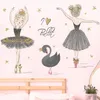 Adesivi murali Bellissimo cigno e principessa Camera da letto per ragazze Decorativo Pink Girl Kids Decor per bambini