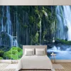 Paisagem da cachoeira costume 3d foto natural paisagem murais decalques decoral decoração papel de parede quarto de rolo paredes