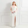 Enkel Crepe Stain Mermaid Evening Dress Wear Plus Size Vestifos de Mujer Largos Elegantes de Fiesta Sexy Slit Prom Gown