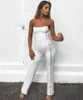 Women's Jumpsuits & Rompers 2022 Women Jumpsuit White Strapless Off Shoulder Celebrity Evening Party Bodycon Bandage