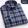 Plus Storlek 7xl Pure Cotton Flannel Plaid Shirts för Herr Långärmad Klänning Skjorta Man Casual Soft Comfort Slim Fit Kläder 210626