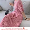yitimuceng花柄のための女性のための夏の包帯韓国のファッションBoho Midi Dressショートパフスリーブピンクサンドレス210601