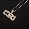 Collana Hip Hop Rame Micro Intarsiato Cubic Zircon Solid Scaletta Lettera Quadrata Doppia Fila Lettere Nome Ciondolo