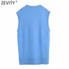 Zevity Women Fashion V Neck Solid Diamond Knappar Mjuk Stickning Sweater Kvinna Ärmlös Casual Vest Chic Cardigans Tops S648 210603