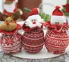 Knitted Christmas Decorations Gift Wrap Xmas Drawstring Party Favor pouches Candy Treats Apple Fruit Packaging Santa Snowman Reindeer Pattern