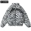 cappotti da uomo invernali Hip Hop Zipper Giacche spesse Moda uomo Casual stampa zebra Lettere ricamate streetwear top 210222