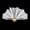 Nidalee Pearl Metal Gold Silver Napkin Ringsの花バルクウェディングブルーキッチンホルダー宴会ディナーダイヤモンドの装飾12ピース210706