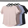 L-043 Mesh dos respirant des tenues de yoga féminine tops couleurs solides coulant de gymnase de gymnase femme t-shirt à manches courtes