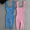 Damskie damskie Pajaczki Bez Rękawów Dzianiny Sexy Bodycon Playsuit Kobiety 2021 Summer Fitness Workout Kombinezon Casual Streetwear Body