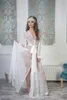 2021 Eleganckie suknie wieczorowe V Neck Długie Rękawy Aplikacje Koronki Przeglądaj przez Sukienka Macierzyńska Luksusowe Luksusowe Suknie do fotografii Szaty Babyshower Custom Made