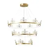 Lampes suspendues Design LED Lustre Lumières Creative 3 Tier Cuivre Lampe Suspendue Pour Salon Chambre Escalier Or Couronne Ronde