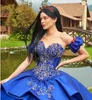 Luxury Glitter Plus Size Ball Gown Quinceanera Dresses Off Shouder Strapless Custom Made Appliqued Lace Beaded Princess Formal Pageant Gowns Sweep Train