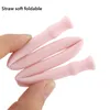 Drinking Straws Collapsible Silicone Straw Reusable Folding With Carrying Case And Cleaning Brush For Travel Home Office Drinks19532223