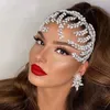 Fashion enfeites completo zircão headband casamento acessórios de cabelo nupcial elegante folha de fita coroa cz cabelo videira noiva headwear x0726