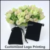 100 pçs / lote 7x9cm preto jóias de varejo de jóias de veludo sacos de embalagem bolsas podem personalizar impressão logotipo