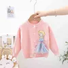 Enfants Mignon Dessin Animé Princesse Pull Automne Hiver Filles Tricoté Cardigan Top 1-5 Ans Doux Enfants Simple Vêtements 211106