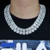 Kwadratowy Cubic Cyrkonia Charm Łańcuch Tenis Necklac Srebrny Kolor 13mm Luksusowy Luksusowy Pełny ICed Out Aaa CZ Hiphop Choker Biżuteria dla kobiet X0509