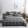Nordic Leaf Duvet Cover 220x240 King Size Simple Bedding Set Striped Couple Bed Quilt Bed Sheet Pillowcase Single Double Queen 210316