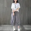 Skirts Women Retro Striped Summer Oversize Chic Midi Skirt Elastic Waist Boho Cotton Linen Saias Baggy Casual Loose Lady Cool Long Jupe