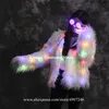 Party Decoration RE39 Ballroom Dance Led Light Costumes Dj Luminous Fur Coat Stage Wears Glowing Rave Jacket Women Perform Dress Clothe