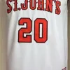 NCAA St. Johns University # 20 Chris Mullin College Basketball Jersey Cousu Vintage Rouge Blanc Maillots Chemises Taille personnalisée XS-6XL Homme jeunesse enfants garçons