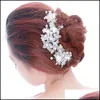 Hair Clips & Barrettes Jewelry Red White Women Hairpins Headpieces Wedding Aessories Crystal Pearls Forks For Bridal Hairstyle Drop Delivery